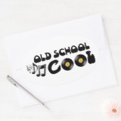 Oude schoolkool - vinylplaten en goede muziek ovale sticker (Envelop)