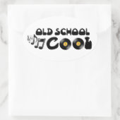 Oude schoolkool - vinylplaten en goede muziek ovale sticker (Tas)