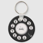Oude schoolmonogram Rotary Phone Dial Sleutelhanger (Voorkant)