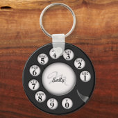 Oude schoolmonogram Rotary Phone Dial Sleutelhanger (Voorkant)