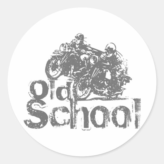 Oude schoolmotor racen ronde sticker (Voorkant)