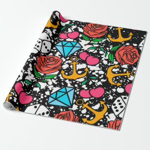 Oude schoolpatroon cadeaupapier