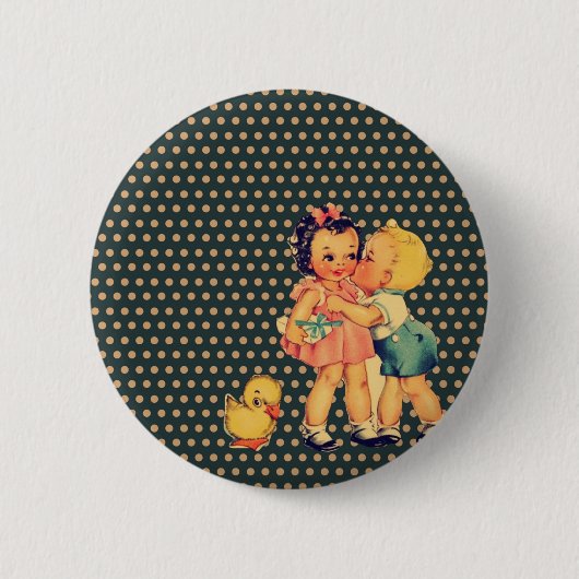 oude schoolretro polka stipt kitsch Kinderen Ronde Button 5,7 Cm (Voorkant)
