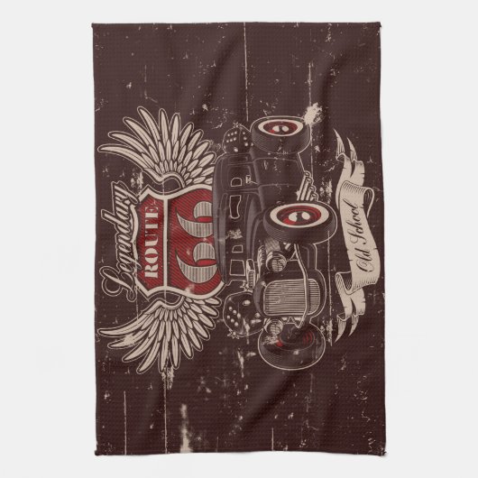 Oude Schoolroute 66 Theedoek (Verticaal)