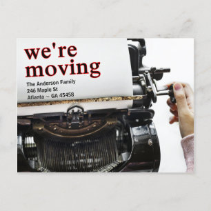 Oude schooltypemachine We verplaatsen aankondiging Briefkaart