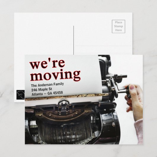 Oude schooltypemachine We verplaatsen aankondiging Briefkaart (Voorkant / Achterkant)
