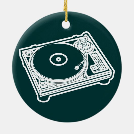 Oude schoolwas / Platenspeler Keramisch Ornament (Achterkant)