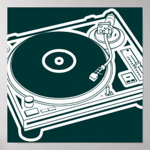 Oude schoolwas / Platenspeler Poster