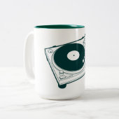 Oude schoolwas / Platenspeler Tweekleurige Koffiemok (Voorkant links)