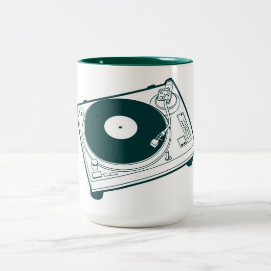 Oude schoolwas / Platenspeler Tweekleurige Koffiemok (Center)