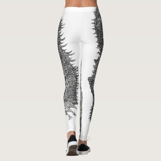 Oude schoonheid zwart en wit leggings (Achterkant)