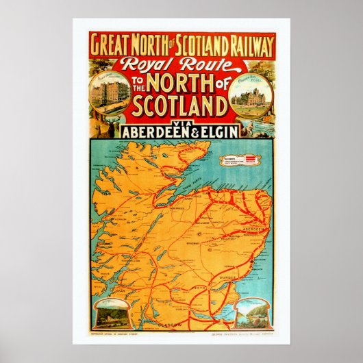 Oude Schotse spoorwegprint Poster (Voorkant)