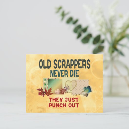 Oude schrapers sterven nooit briefkaart (Staand voorkant)