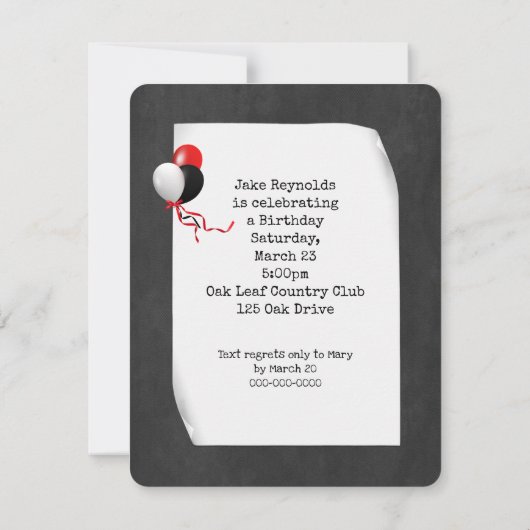 Oude schrijfmachine Birthday Party Kaart (Achterkant)