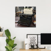 Oude schrijfmachine en papiermuziek poster (Thuiskantoor)