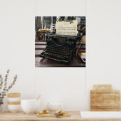 Oude schrijfmachine en papiermuziek poster (Keuken)