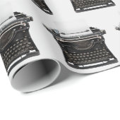 Oude schrijfmachine met Happy Birthday-tekst Cadeaupapier (Rol Hoek)