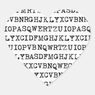 Oude schrijfmachineletters hart sticker