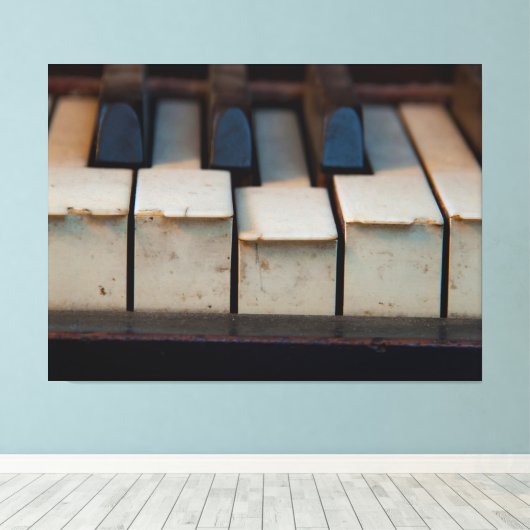Oude Schultz Ivory Chipped Piano Sleutels Canvas Afdruk (Insitu (Houten vloer))