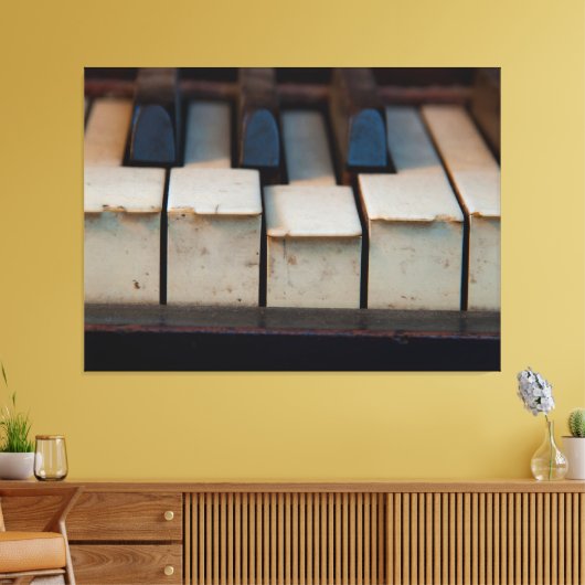 Oude Schultz Ivory Chipped Piano Sleutels Canvas Afdruk (Insitu (Woonkamer))