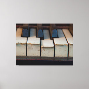 Oude Schultz Ivory Chipped Piano Sleutels Canvas Afdruk