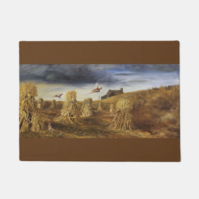 Oude schuur en kachels van deurmat (Voorkant)