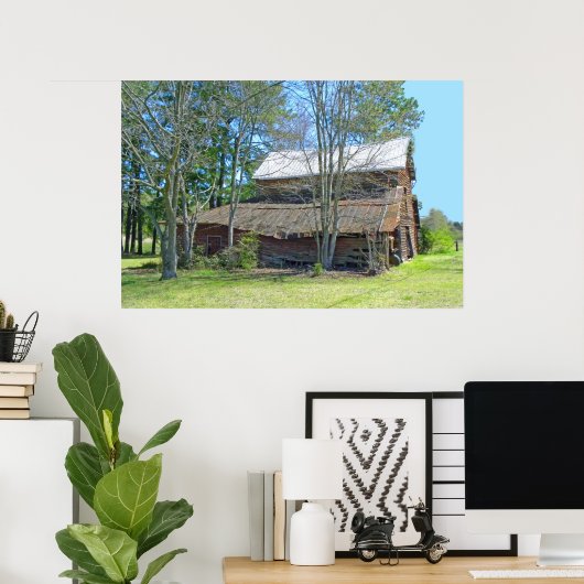 Oude schuur en trekker poster (Thuiskantoor)