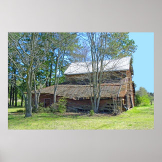 Oude schuur en trekker poster