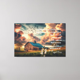 Oude schuur Ik geloof nog steeds in verbazingwekke Canvas Afdruk