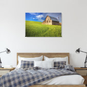 Oude schuur in het veld van de voorjaarstarwe canvas afdruk (Insitu (Slaapkamer))