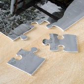 Oude schuur in sneeuwpuzzel legpuzzel (Zijkant)