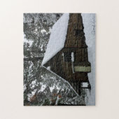 Oude schuur in sneeuwpuzzel legpuzzel (Verticaal)
