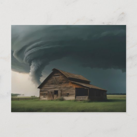 Oude schuur in Tornado Briefkaart (Voorkant)