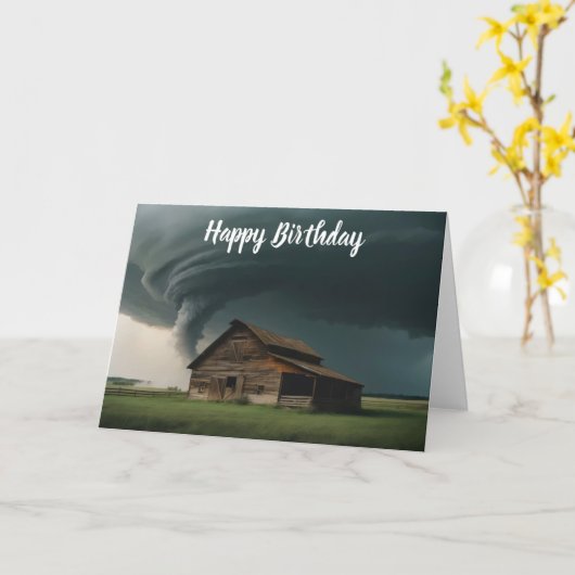 Oude schuur in tornado kaart (Gele Bloem)