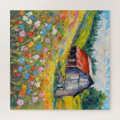 Oude schuur in Wildflower Field Legpuzzel (Horizontaal)