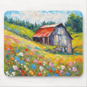 Oude schuur in Wildflower Field Muismat (Voorkant)