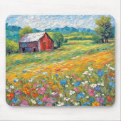 Oude schuur in Wildflower Field Muismat (Voorkant)