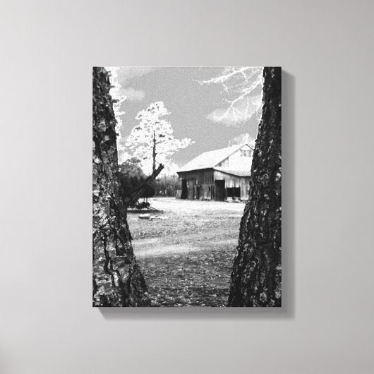 Oude Schuur Landelijke Schuren Land Zwart & Wit Fo Canvas Afdruk (Voorkant)
