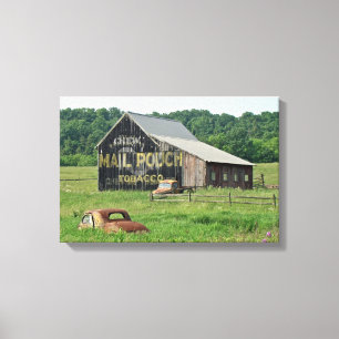 Oude schuur Mail Pouch Tobacco-reclame auto vracht Canvas Afdruk