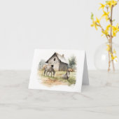 Oude schuur met ezels en muilezels BLANK Kaart (Gele Bloem)