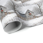 Oude schuur met kerstkrans cadeaupapier (Rol Hoek)