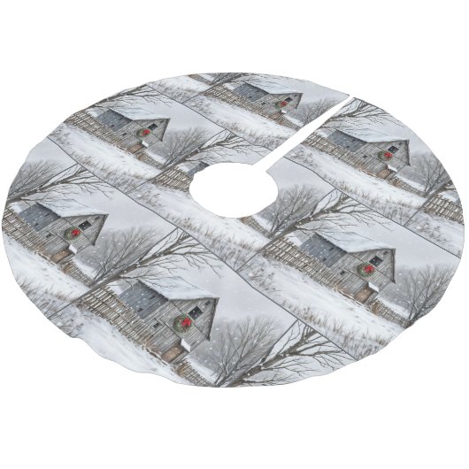 Oude schuur met kerstkrans kerstboom rok (Gekanteld)