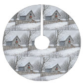 Oude schuur met kerstkrans kerstboom rok (Voorkant)