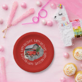 Oude schuur met rode truck 7" rond papier Bord (Feest)