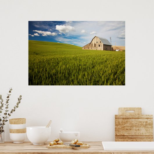 Oude schuur Omringd door Voorwarenveld 2 Poster (Keuken)