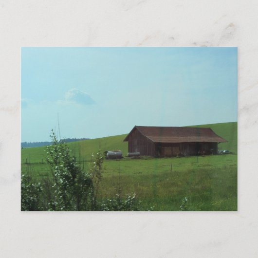 Oude schuur op een heuvelhelling briefkaart (Voorkant)