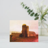 Oude schuur: Rode Maan Rouwend Briefkaart (Staand voorkant)