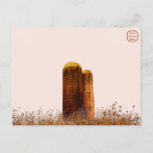 Oude schuur: Rode Maan Rouwend Briefkaart (Achterkant)