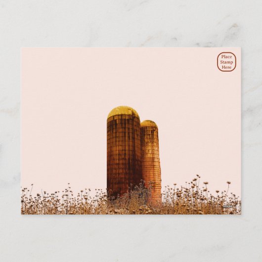 Oude schuur: Rode Maan Rouwend Briefkaart (Achterkant)