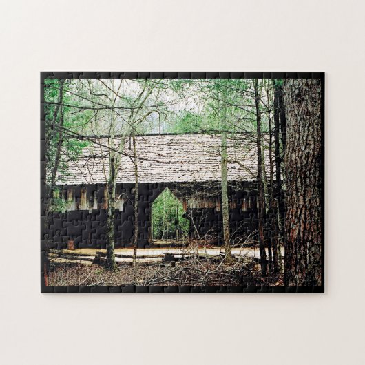 Oude schuur van Cades Cove Legpuzzel (Horizontaal)